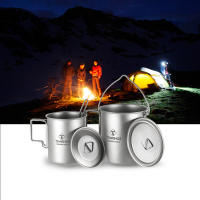 Taza de Agua Plegable de Titanio Ligero 750ml con Tapa y Mango para Camping al Aire Libre Taza de Cocina Vajilla de Acero Inoxidable - details 1