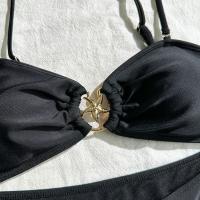 Sexy sin mangas Halter de Color sólido Sexy malla Vestido largo de tres piezas de traje de baño Bikini para mujer - details 10