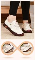 Zapatillas De deporte Mocasines De cuero para Mujer Cómodos Slip on Hand SeThread Mom Shoes atillas De Mujer - details 3