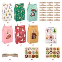 Calendario de Adviento para rellenar , con 24 bolsas y pegatinas de números, clips, cordel - details 11