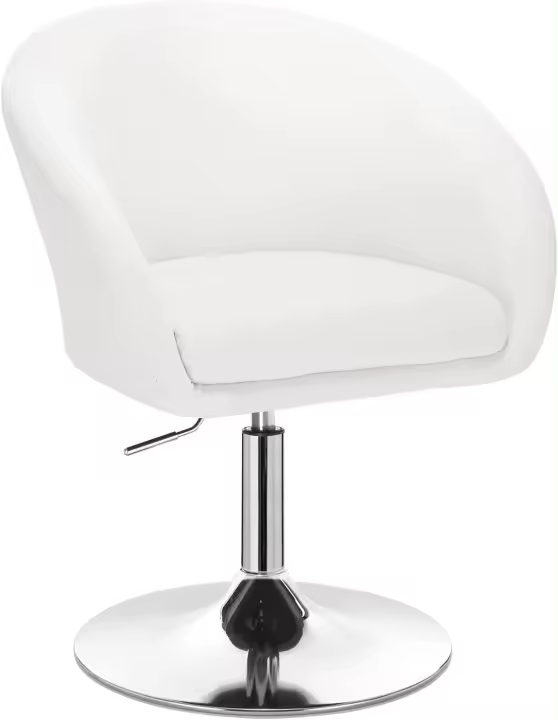 Taburete de Bar Altura Ajustable Acero Cromado, Cuero Sintético Taburete bajo Sillas Bar Taburete Peluquería Silla de Escritorio Blanco BH24ws-1 - 1