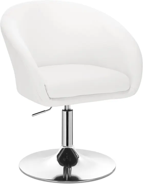 Taburete de Bar Altura Ajustable Acero Cromado, Cuero Sintético Taburete bajo Sillas Bar Taburete Peluquería Silla de Escritorio Blanco BH24ws-1 - 1