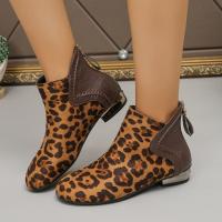 Botas cortas con estampado de leopardo para mujer, botines planos de tacón bajo, talla grande, para otoño, 2024 - details 4