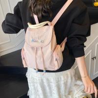 Mochila con cordón de Bordado de letras, bolso escolar de nailon de gran capacidad para estudiantes, bolso de viaje de Color sólido, bolso de hombro para adolescente - details 4