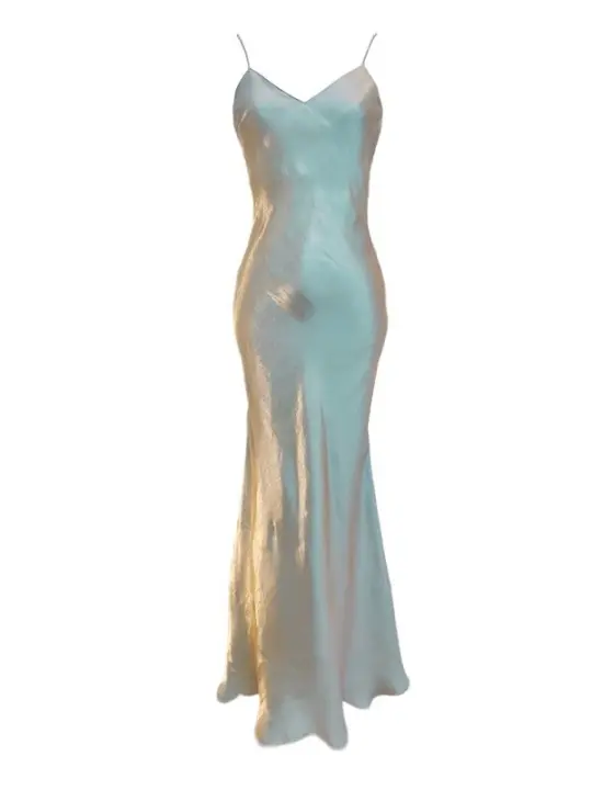 Elegante Camisola de Satén de Vid Ajuste Delgado, Cola de Pez, Vestido Largo para Mujeres en Verano y Noche de Banquete - 1