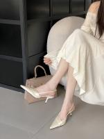 Zapatos de tacón alto plateados puntiagudos para mujer stiletto back zapatos individuales vacíos nuevos con falda bolsa cabeza sandalias zapatos de mujer - details 18