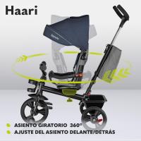 Haari Bicicleta 2 en 1 Menores hasta 25 kg 1,5-5 años Triciclo- Carrito Cesta espaciosa, Bolsa y portavasos Cinturones de 3 Puntos con Fundas Toldo Reposapiés Azul Oscuro - details 21