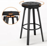 2 unids/set taburete de Bar con asiento giratorio de piel sintética 4 patas de Metal taburete alto con reposapiés para comedor cocina cafetería - details 2
