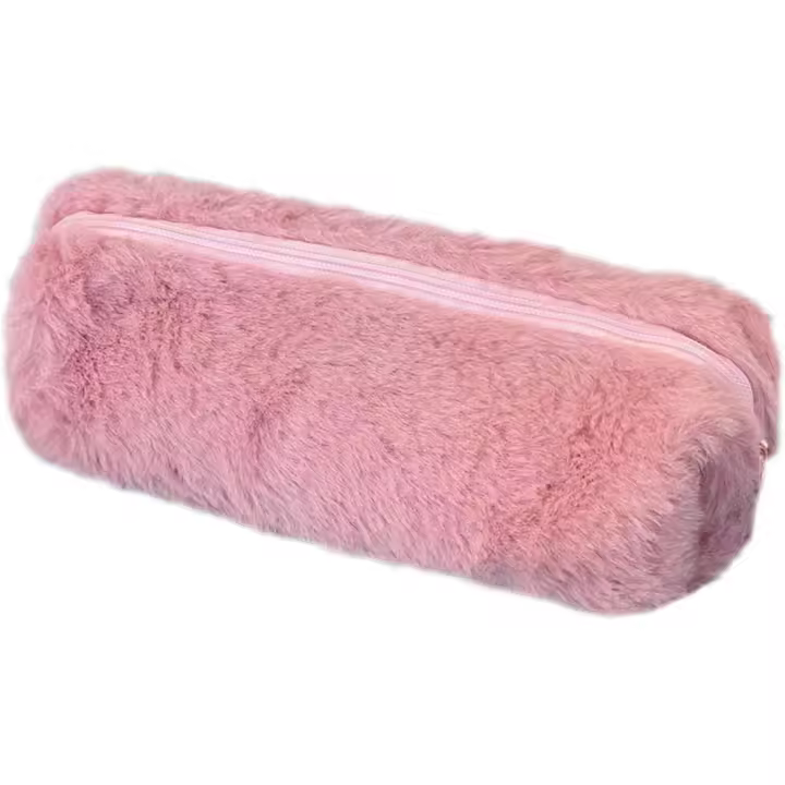 Estuche suave para lápices, bolsa de peluche mullida, bolsa de maquillaje, lindo estuche para lápices para niños, estudiantes, funda de papelería para la escuela, oficina, color rosa oscuro - 1