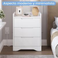 Mesitas de Noche con luces LED y Estación de Carga (2 Tomas AC, 2 Puertos USB) Mesita de Noche Blanca Mesas Auxiliares con 1 compartimento abierto y 2 cajones para Dormitorio Salón - details 50