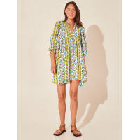 Vestido corto de vacaciones de playa de rayón informal suelto con lazo floral para mujer de moda de verano - details 158
