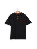 Camiseta informal de gran tamaño para hombre de verano americano, camiseta holgada informal de manga corta Henry con cuello alto para hombre - details 3