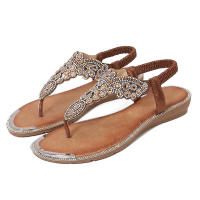 Sandalia sandalias planas huecas de gran tamaño con diamantes y estilo cómodo para mujer en verano - details 2