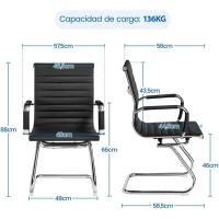 Juego de 2 Silla de Oficina Silla Blanca Silla de Recepción Silla para Conferencia Sala de Estar Silla de Trabajo 2 Unidades - details 11