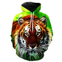 Sudadera con capucha informal para hombres y niños, con impresión digital 3D de tigre arcoíris, nueva - details 10