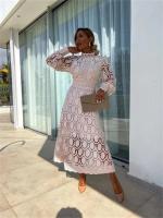 2025falda de encaje con cuello redondo para mujer, farol ahuecado Vestido de manga, cintura ajustada, ropa informal de noche, fiesta de graduación - details 21