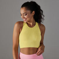 Tops de yoga para mujer, top de gimnasio sexy, sujetador informal a rayas sin costuras, ropa interior transpirable, top para correr - details 5