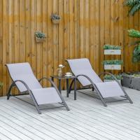 Juego de 2 Tumbonas Jardín Exterior con Mesa Auxiliar de Vidrio Templado Tumbonas con Respaldo Reposabrazos para Patio Piscina Terraza Exterior Negro - details 28