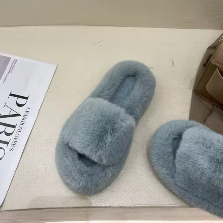 Zapatillas de fondo grueso de gran tamaño para mujer, interiores cálidos de Zapatillas de felpa, otoño e invierno, nuevo para el hogar - 1