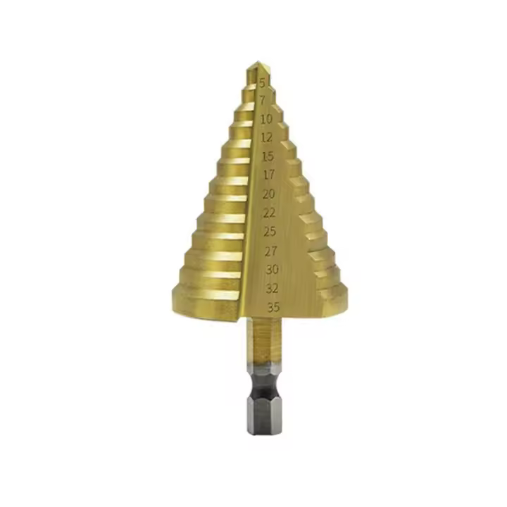 Broca con revestimiento de titanio para cortar agujeros en madera y Metal, Broca escalonada HSS, ranura recta, alta calidad - 1