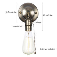 Lámparas de pared Vintage de un solo cabezal, lámpara de mesita de noche, luces de pared para el hogar minimalistas industriales, interruptor de tracción cromado negro, candelabros - details 1