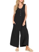 Pantalones sueltos de pierna recta, bolsillo de color sólido para mujer, casual, fresco, verano - details 14