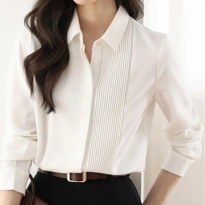 Camisa de mujer Top con botones de gasa Camisa blanca femenina - 1