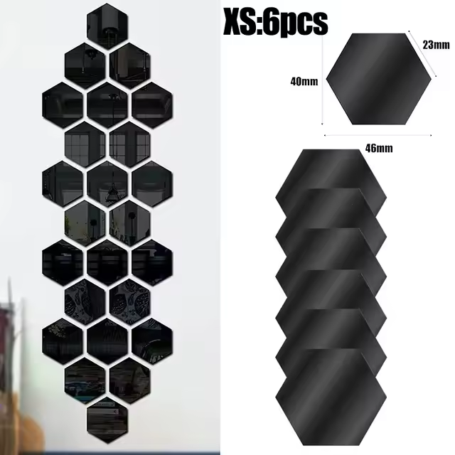 Pegatina de Pared Hexagonal de Acrílico Dorado Autoadhesiva, Solida, Decoración de Arte para el Hogar y Dormitorio - 1