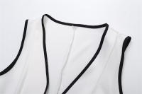 OUWU-Chaleco bloqueado de Color con borde negro, Top sin mangas, pantalones de pierna ancha, conjunto de temperamento de cintura alta, nuevo estilo de primavera - details 3