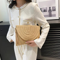Bolso cruzado de hombro tejido de paja para mujer, bolso de mano de playa, bolsos de sobre hechos a mano informales de verano - details 9