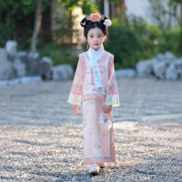 Traje Han a cuadros estilo primavera y otoño dinastía Qing niña nuevo verano chino antiguo Festival de mediados de otoño - details 6