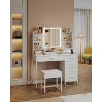 Espejo HD con Luces LED Ajustables Moderno, Blanco-Dorado, 5 Cajones y 10 Compartimentos, Enchufable y USB - details 18