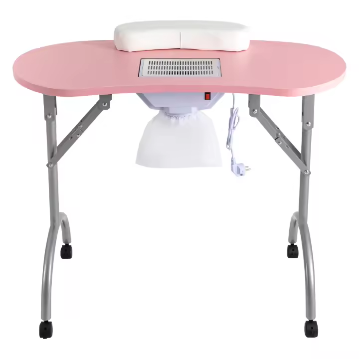 MESA DE MANICURA plegable con succión, mesa de uñas portátil con ruedas, MESA DE MANICURA móvil para el hogar, salones de uñas, Oficina - 1
