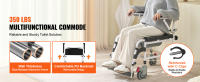 SucceBuy Silla de ruedas con inodoro de ducha con 4 ruedas bloqueables, reposapiés ajustables, brazos abatibles, ajustes de altura de 3 niveles, cubo extraíble de 5 litros, capacidad de 350 libras, silla con inodoro para adultos y personas mayores - details 0