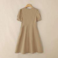Vestido de vacaciones liso elegante con manga corta abombada para fiesta de verano a la moda para mujer - details 6