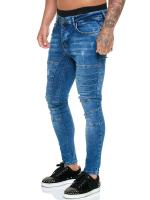2023 nuevos pantalones vaqueros ajustados para hombre estilo rock cool slim a rayas estilo pierna de motocicleta - details 1