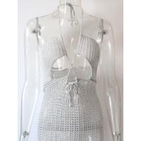 Vestido de Playa de Punto con Cordones de Verano Vestido Maxi de Crochet Metálico para Mujeres - details 8