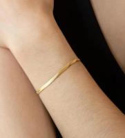 Pulsera para niña, cadena de hueso de serpiente, pulsera de acero inoxidable para niña chapada en oro de 18k y hoja ancha de plata de oro rosa para - details 4
