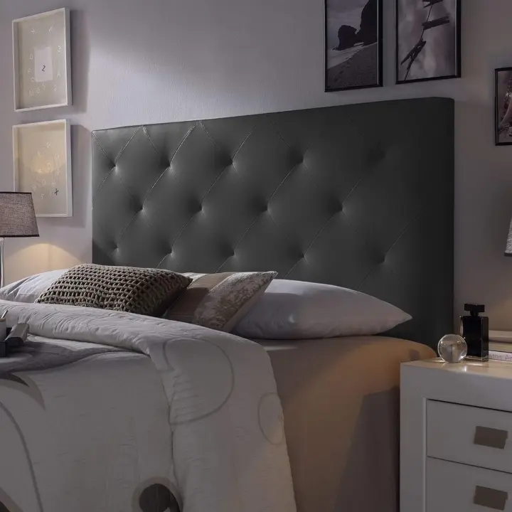 Cabezal tapizado Rombo 160X60 Blanco, Acolchado con Espuma, 8 cm de Grosor, Incluye herrajes para Colgar - 1