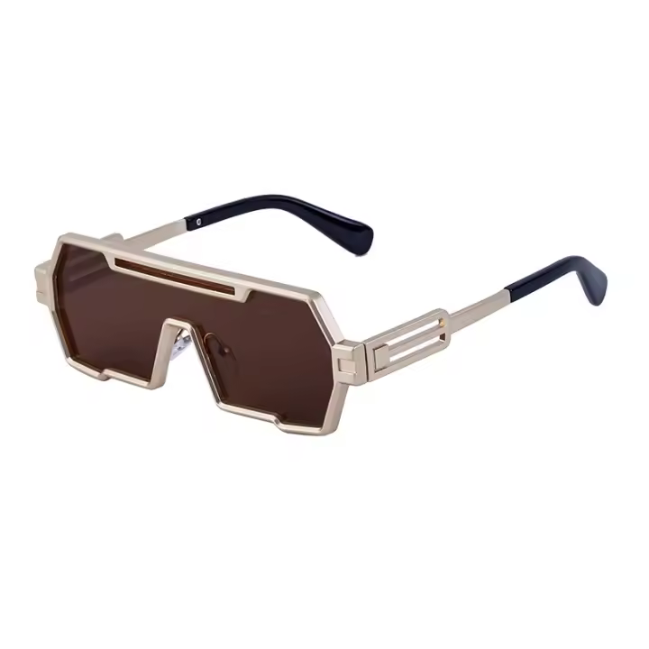 Gafas de sol con protección de puntera de metal integrada, estilo futurista, con espejo, del mismo estilo que las gafas de moda de las celebridades de Internet. - 1