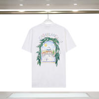 Camiseta Deportiva de Algodón Puro para Hombres Cuello Redondo, Estampado de Logotipo Delantero, Estilo Básico Casual para el Verano - details 1