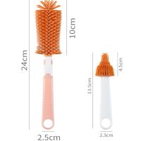2 unids/set rotación de 360 ​​grados juego de limpiador de biberones cepillo de silicona portátil para pezones herramienta de limpieza de tazas colgantes multifuncional - details 0