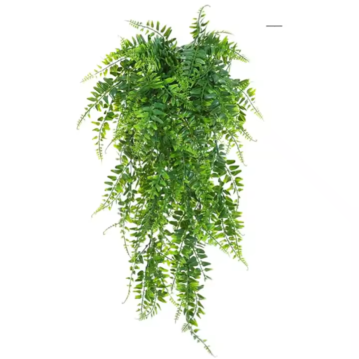 Hojas de helecho persa colgantes realistas, hierba de vid falsa verde de plástico, 76CM, Anti-UV, decoración para el hogar, jardín, habitación, pared de fiesta de boda - 1