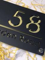 Placa de señal de número de casa acrílica cortada con láser, espejo Gery mate personalizado, nombre de dirección, señales para exteriores, placa de pared - details 4