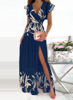 Vestidos de mujer, divididos, cuello en V, elegantes, cintura, vestidos largos - details 4