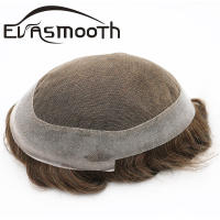 EVASMOOTH Pelucas de Cabello Humano Base de Piel Delgada de 6 Pulgadas, Tejido de Encaje Transpirable, Nudos Duraderos, Color Oscuro, Estilo Ondulado 28mm - details 0