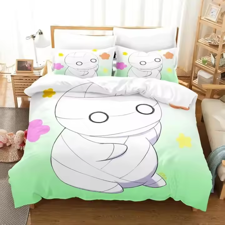 Juego de Ropa de Cama de Mummified Anime Tamaño Rey y Twin Funda de Edredón, Funda de Almohada, Funda de Ropa de Cama para Hogares y Adultos - 1