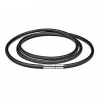 Collar de cordón de cuero negro, cadena de encaje de cuerda de cera con cierre giratorio de acero inoxidable para collares DIY, joyería - details 0