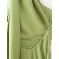 BUNO-Vestido de fiesta con cinta de raso y cuello Halter para mujer, vestidos elegantes sin espalda y con hombros descubiertos, batas lisas para primavera 2025 - details 23