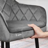 Silla de Comedor de Terciopelo Silla de Cocina con Respaldar Carga Máx. 120 kg Patas de Metal - details 27
